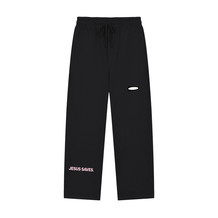 OPL JESUS SAVES Solid Color Straight-Leg Sweatpants