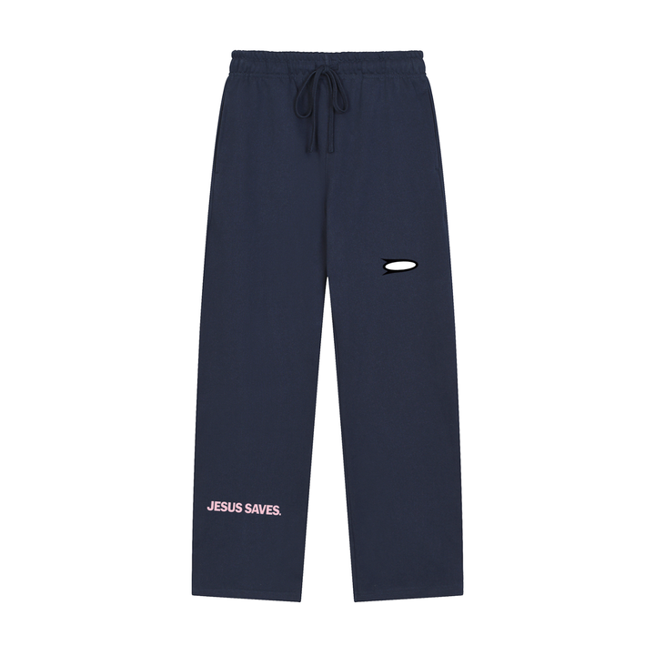 OPL JESUS SAVES Solid Color Straight-Leg Sweatpants